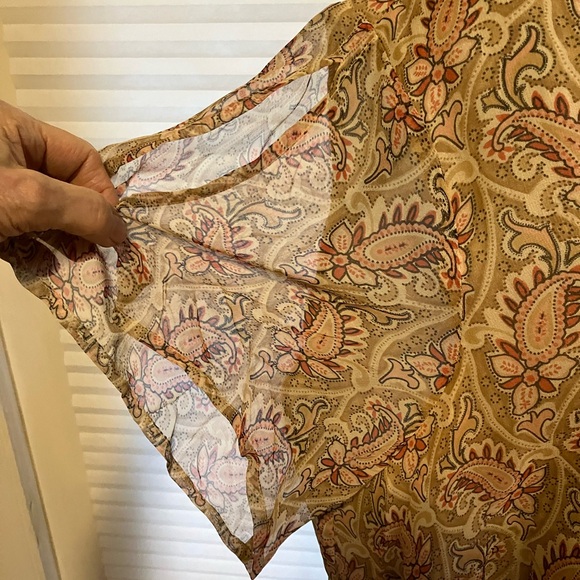 VTG Woman’s 2X 100% Silk Sheer Lined Flutter Sleeve Button Up Ruffled Blouse - Picture 6 of 11